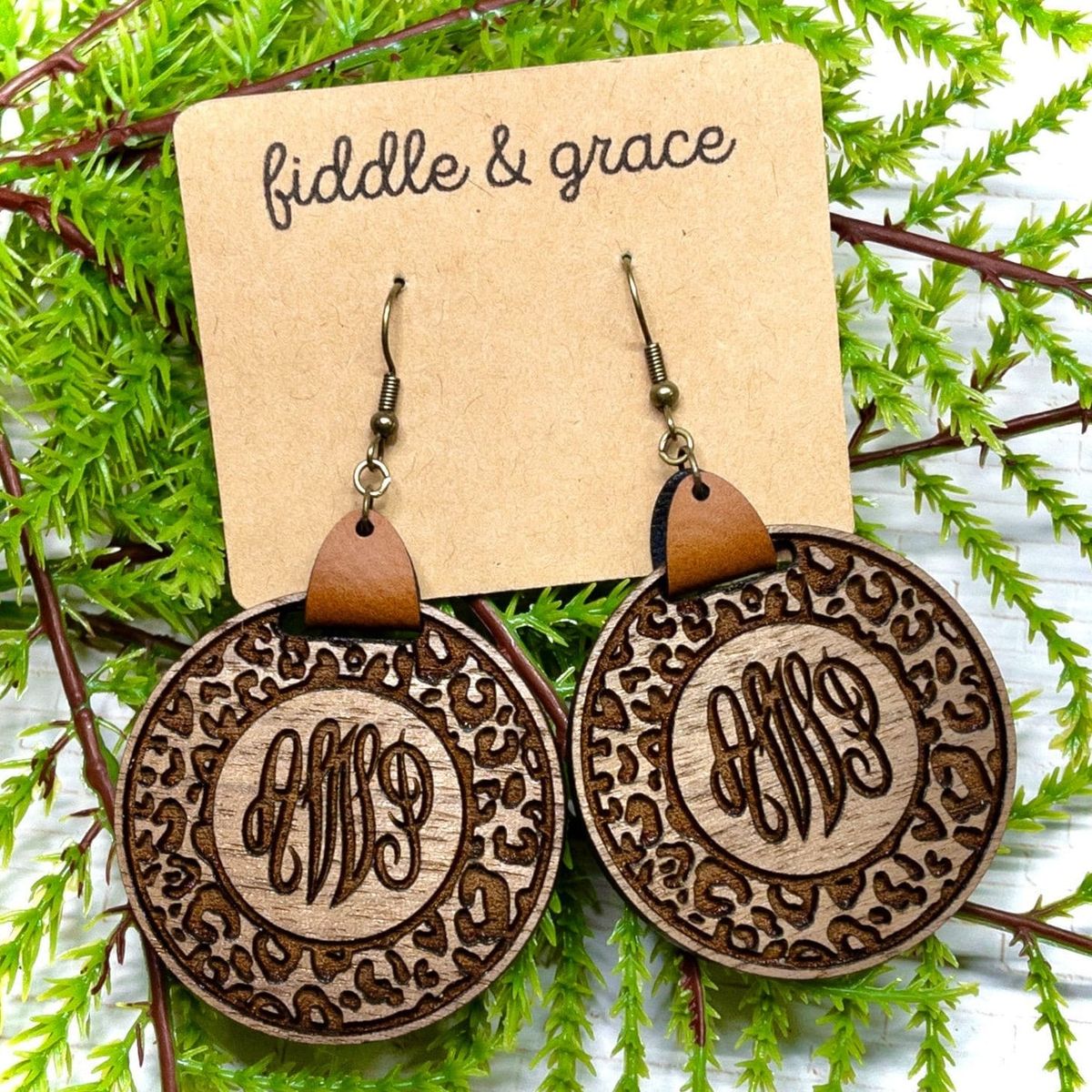 Leopard Print Monogrammed Earrings