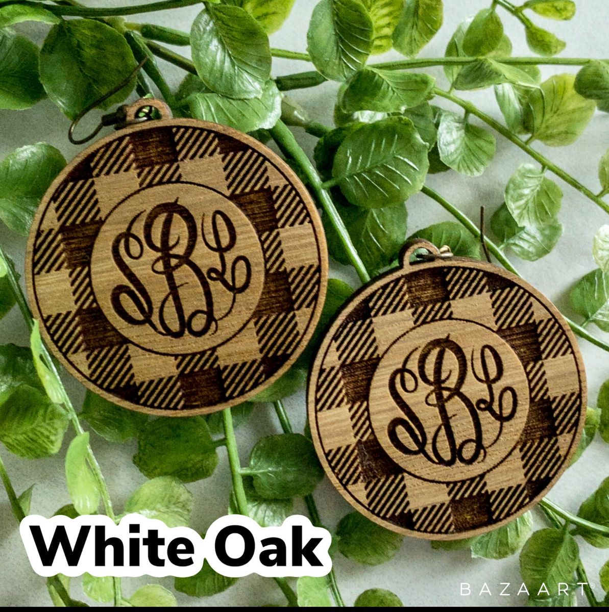 Buffalo Plaid Monogrammed Earrings view 4