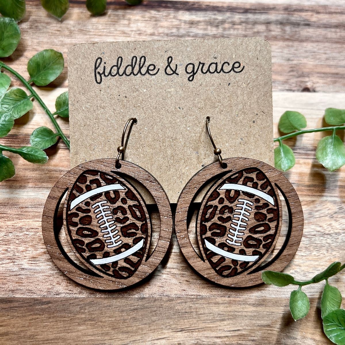 Football Leopard Print Game Day Earrings
