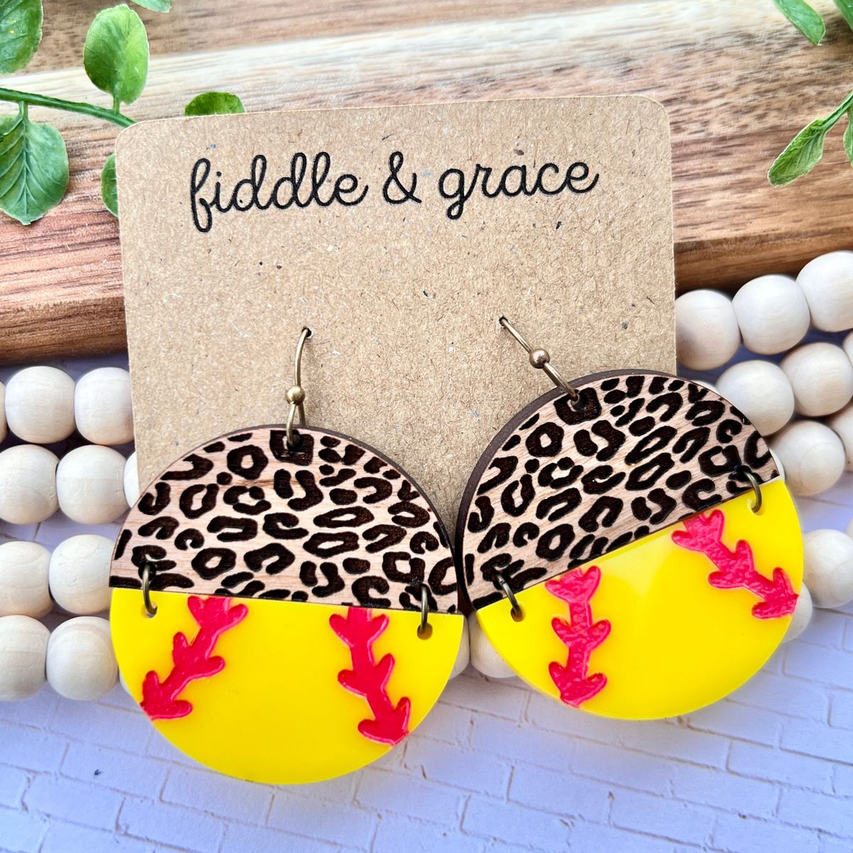 Yellow Stitch Classic Softball Earrings
