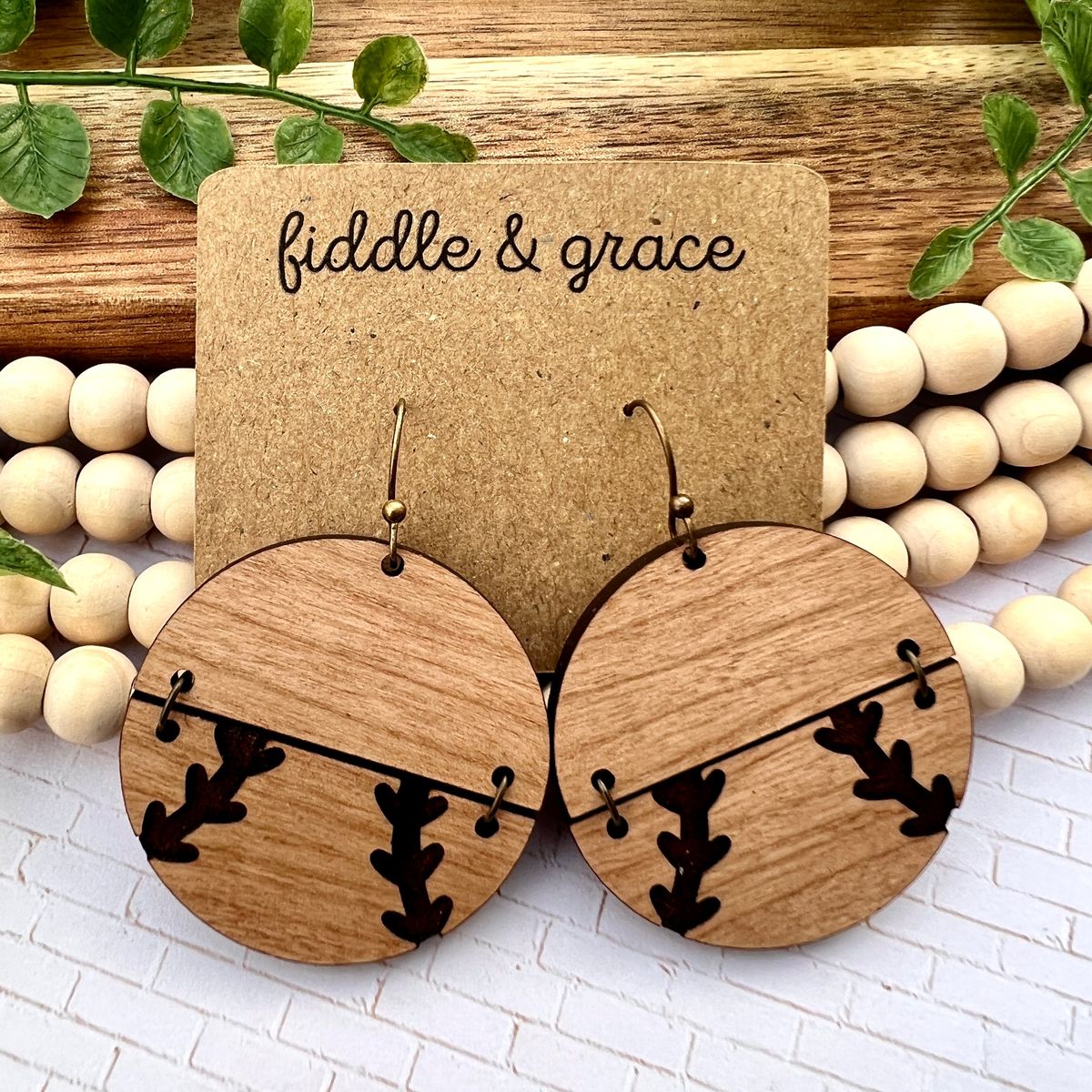 Yellow Red Stitch Softball Earrings