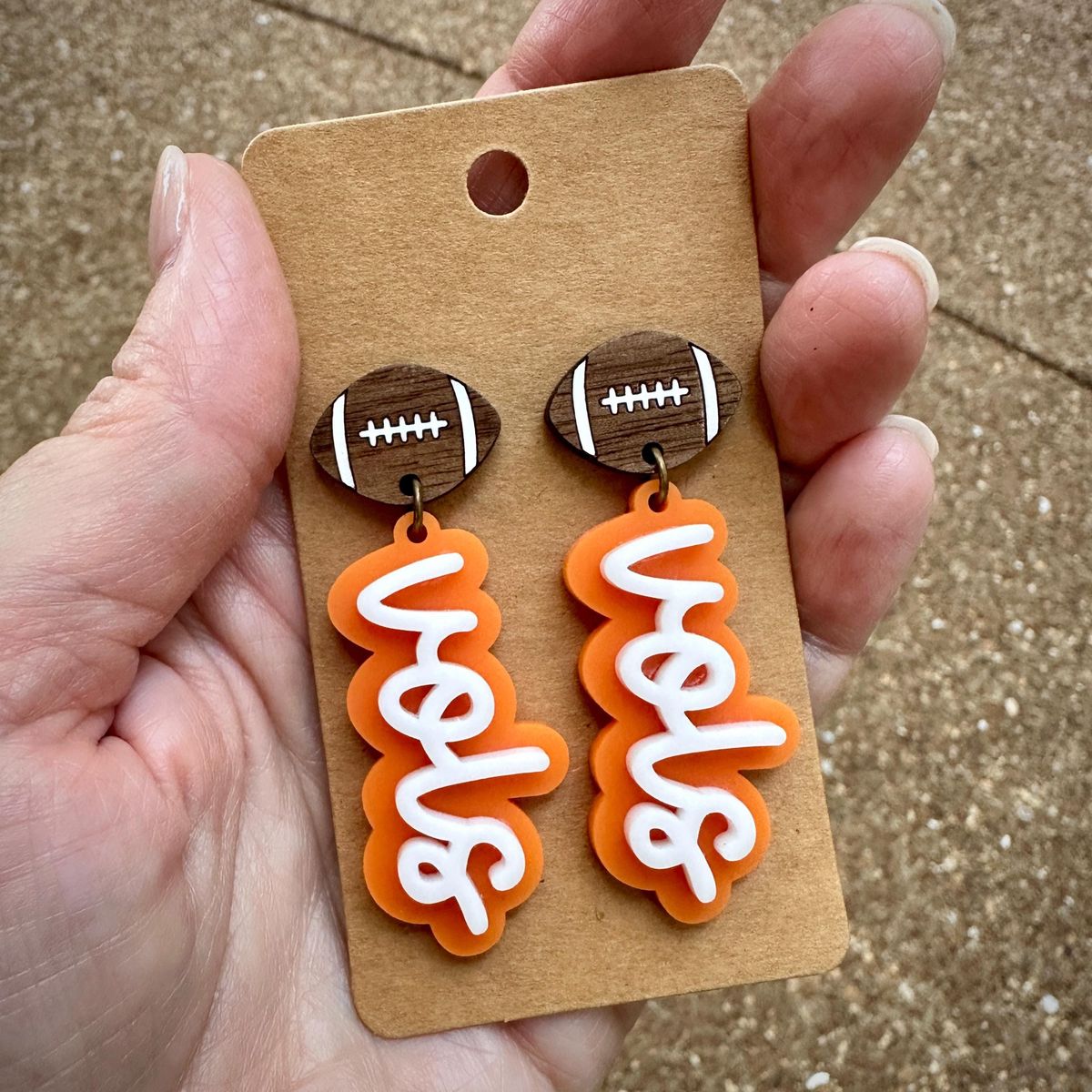 Tennessee Vols Orange Wavy Logo Earrings view 3