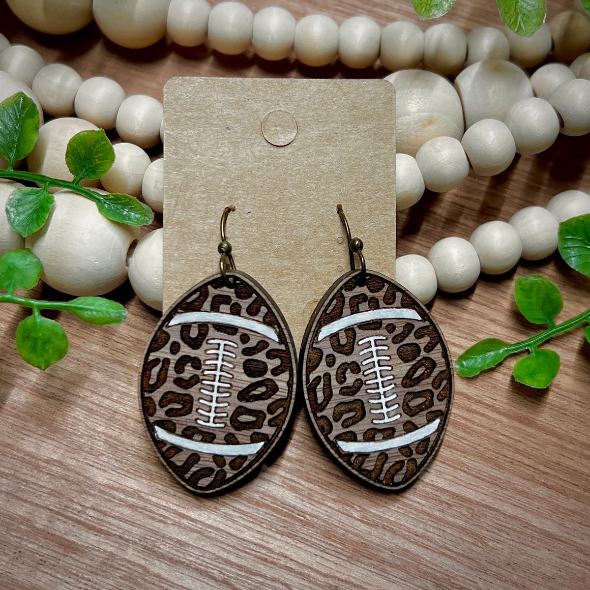 Leopard Print Football Earrings