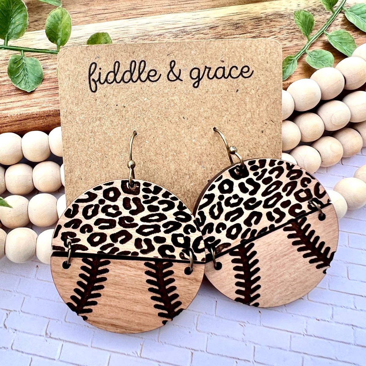 Black Leopard Baseball Earrings