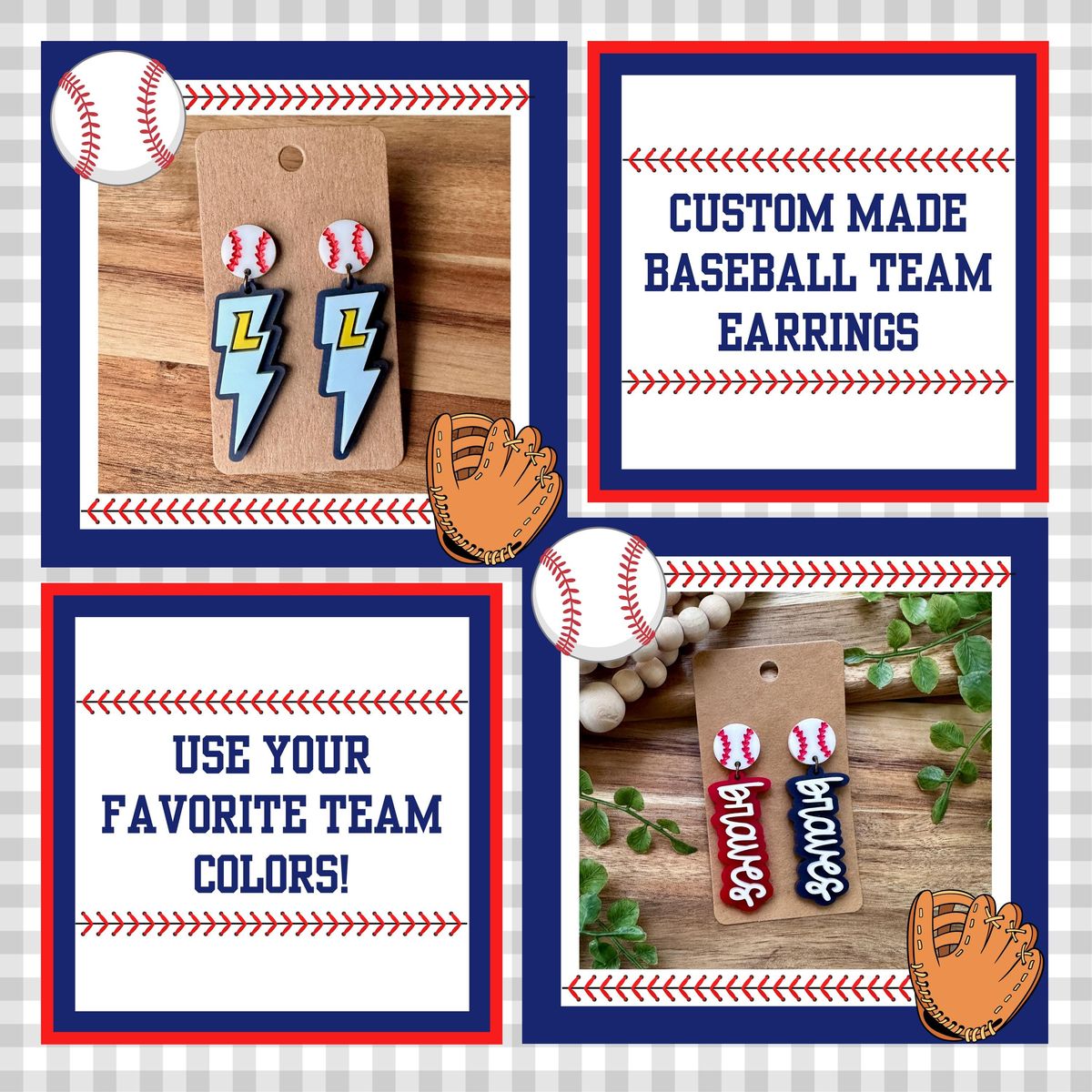 Custom Team Baseball Earrings