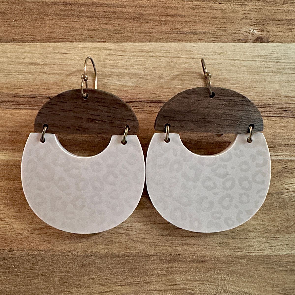 Leopard Print & Nude Acrylic Two-Tone Earrings view 2