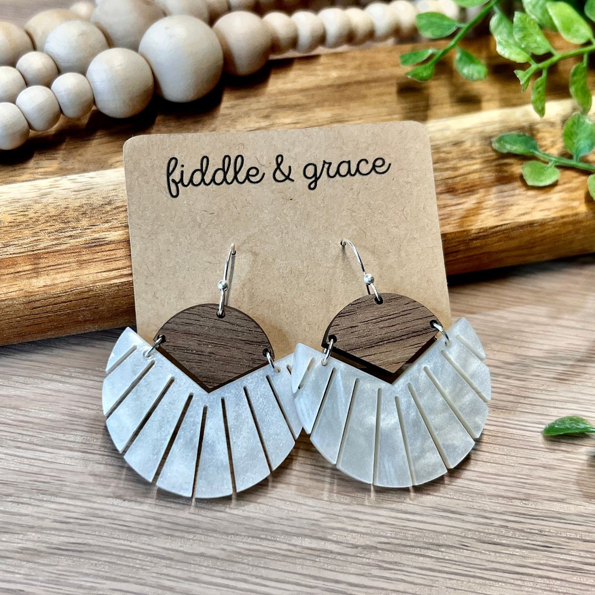 Light Blue Pleated Fan Acrylic Earrings