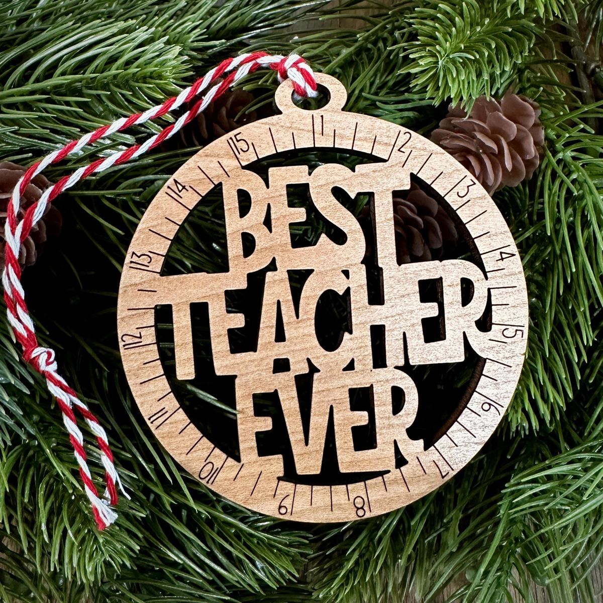 Ruler Circle Best Teacher Ever Ornament