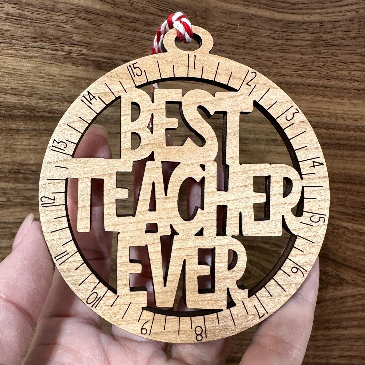 Ruler Circle Best Teacher Ever Ornament view 2
