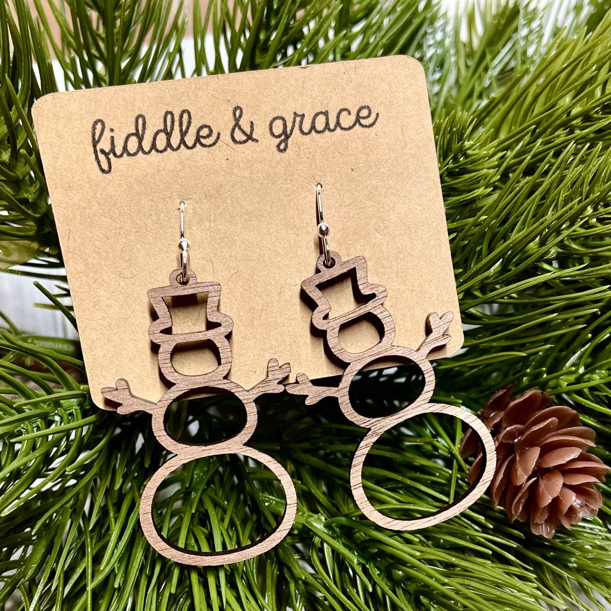 Snowman & Bell Ring Christmas Earrings