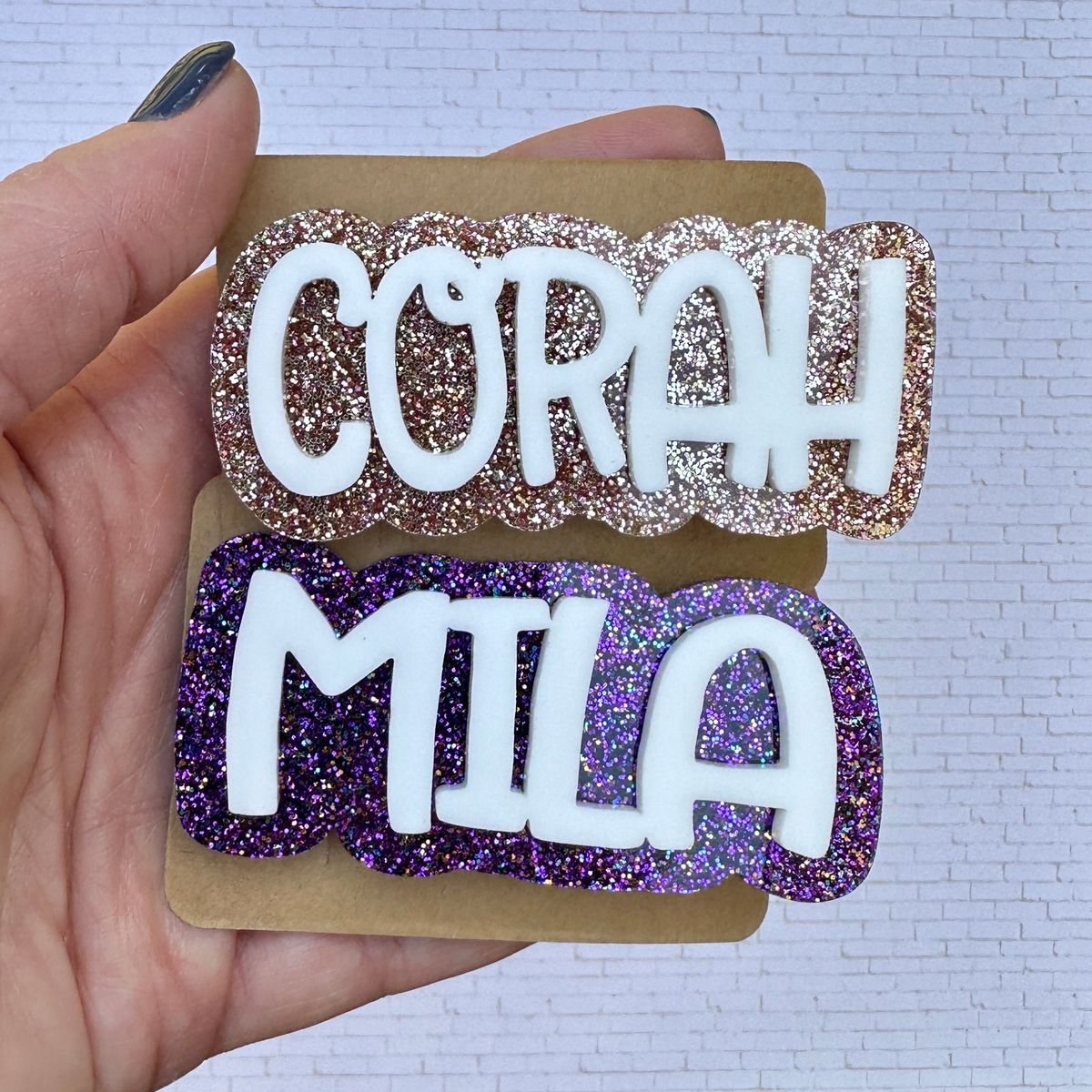 Custom Name Acrylic Hair Clip view 3