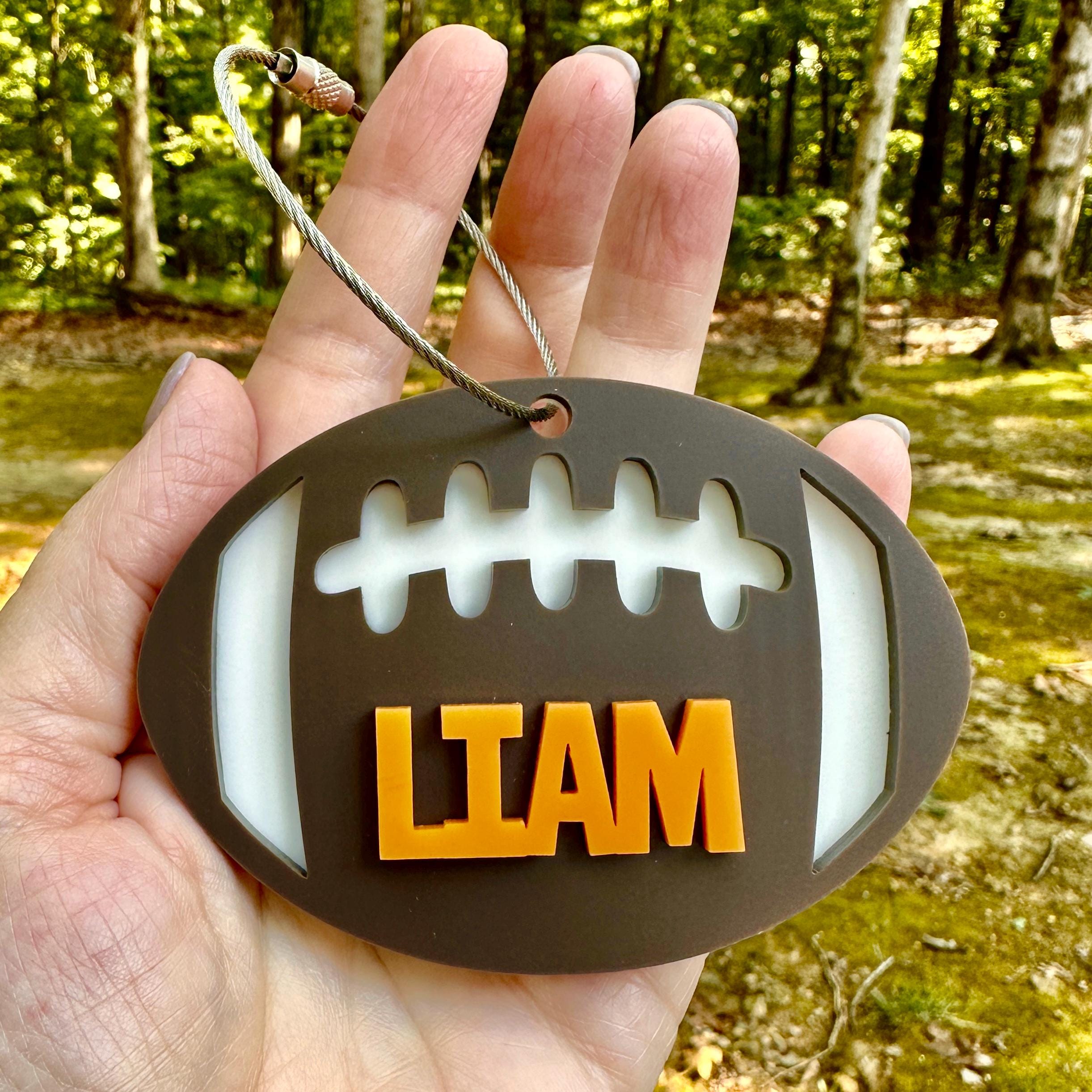 Personalized Football Backpack Tag: Acrylic Name Plate