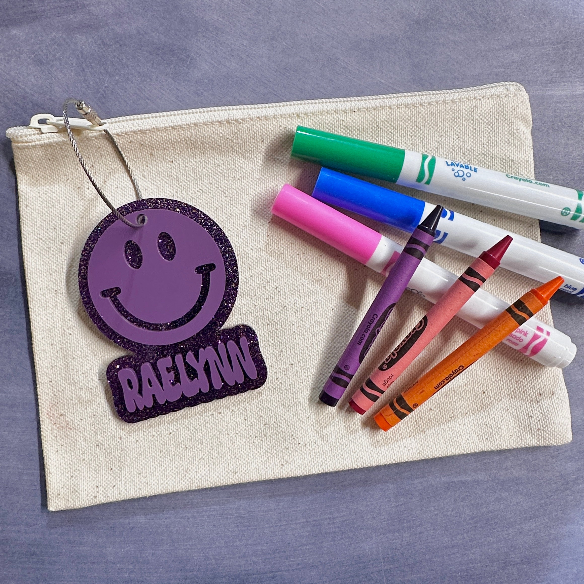 Personalized Acrylic Backpack Tag: Smiley Face Design view 5