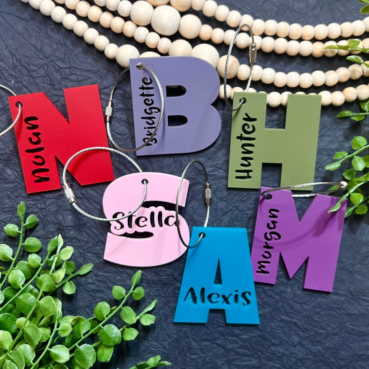 Colorful Mixed Acrylic Personalized Backpack Name Tags view 2