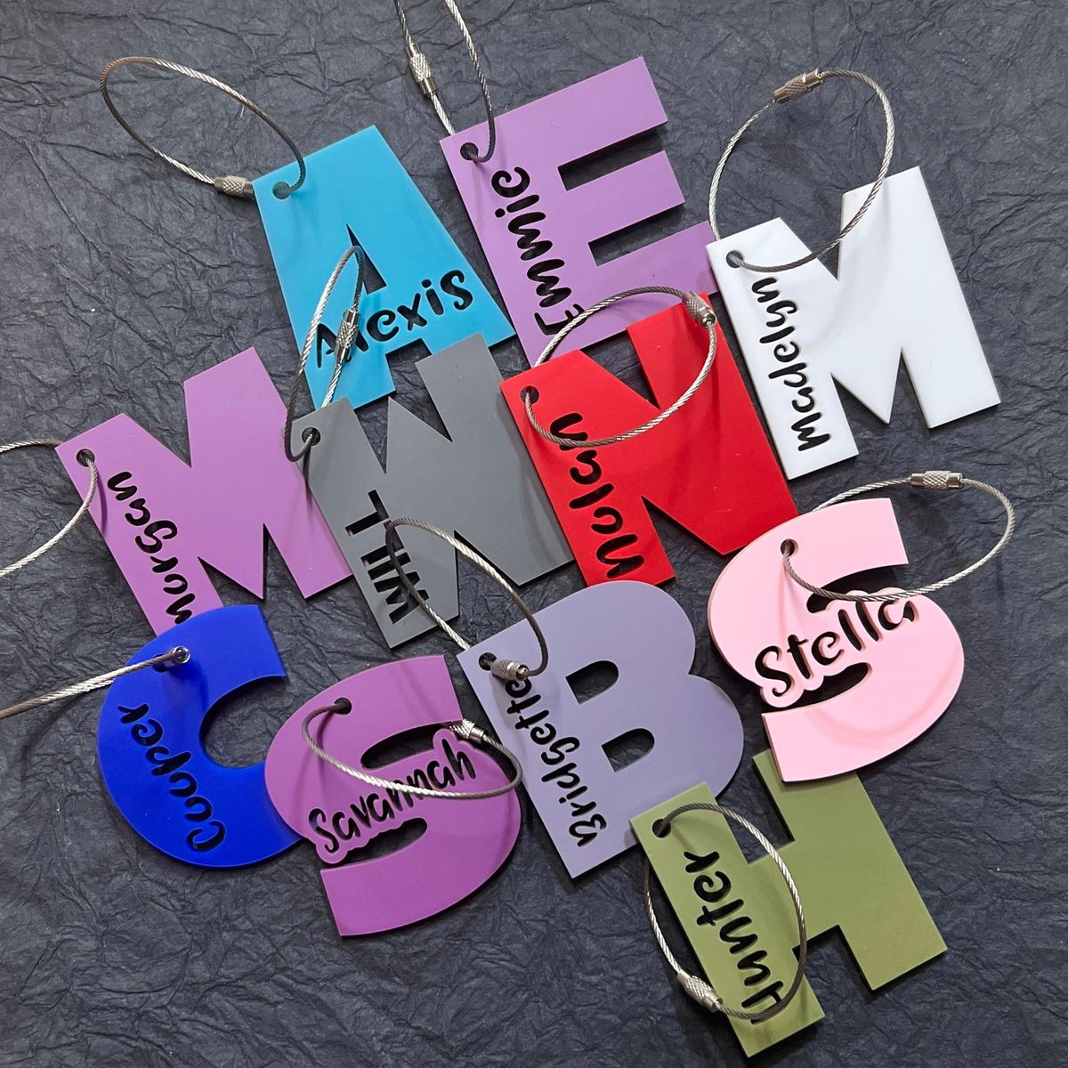 Colorful Mixed Acrylic Personalized Backpack Name Tags view 3