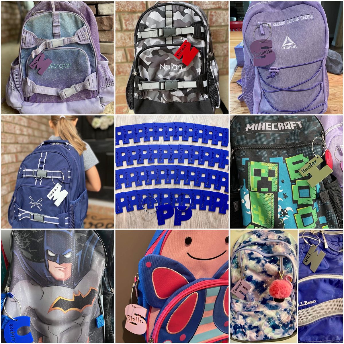 Colorful Mixed Acrylic Personalized Backpack Name Tags view 5