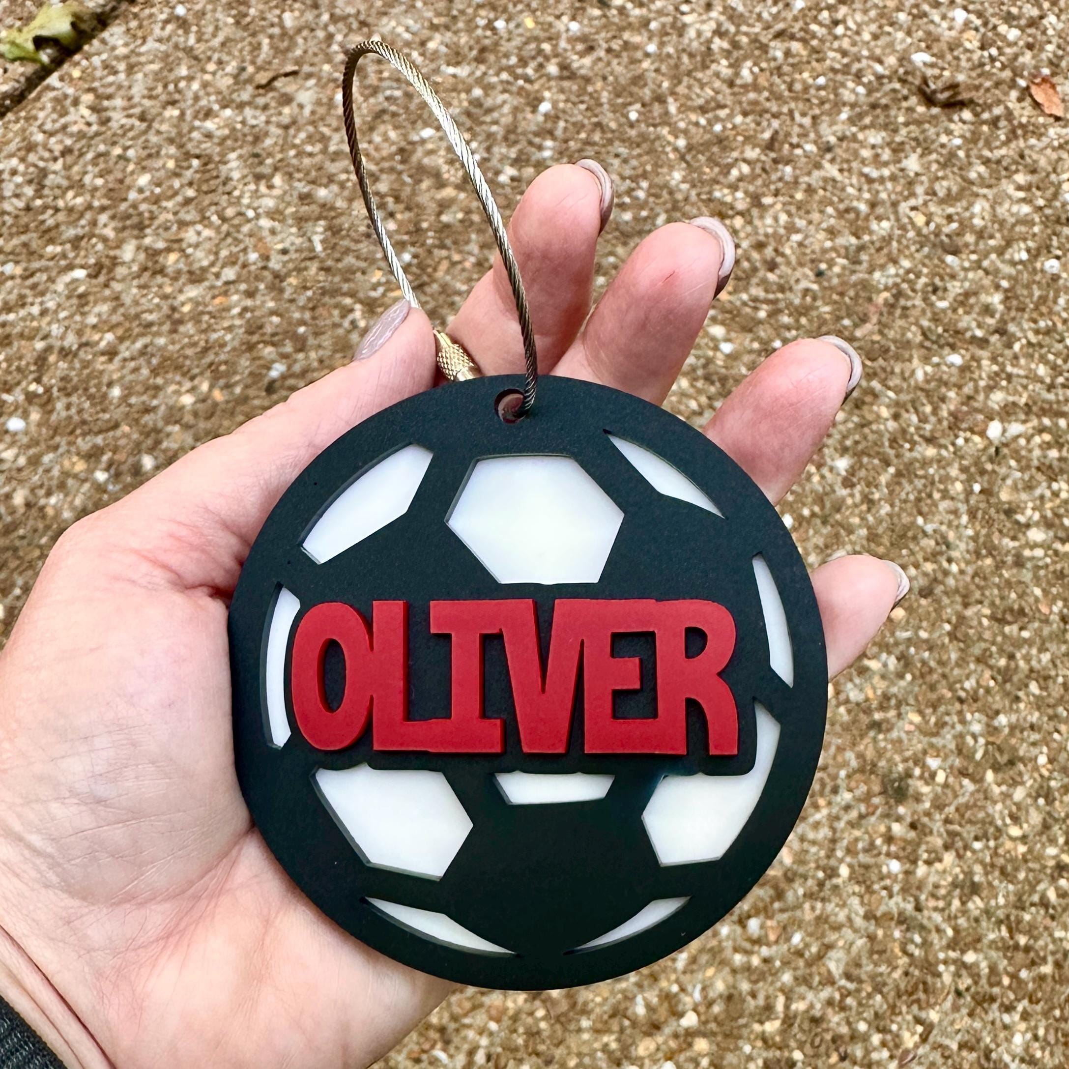 Personalized Soccer Ball Backpack Tag: Custom Acrylic Bag Charm