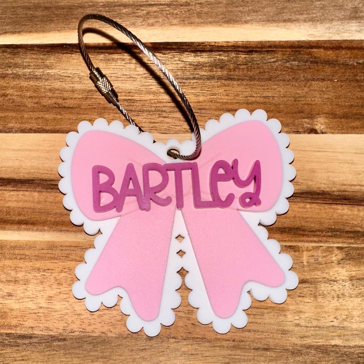 Layered Glitter Bow Backpack Tag view 2