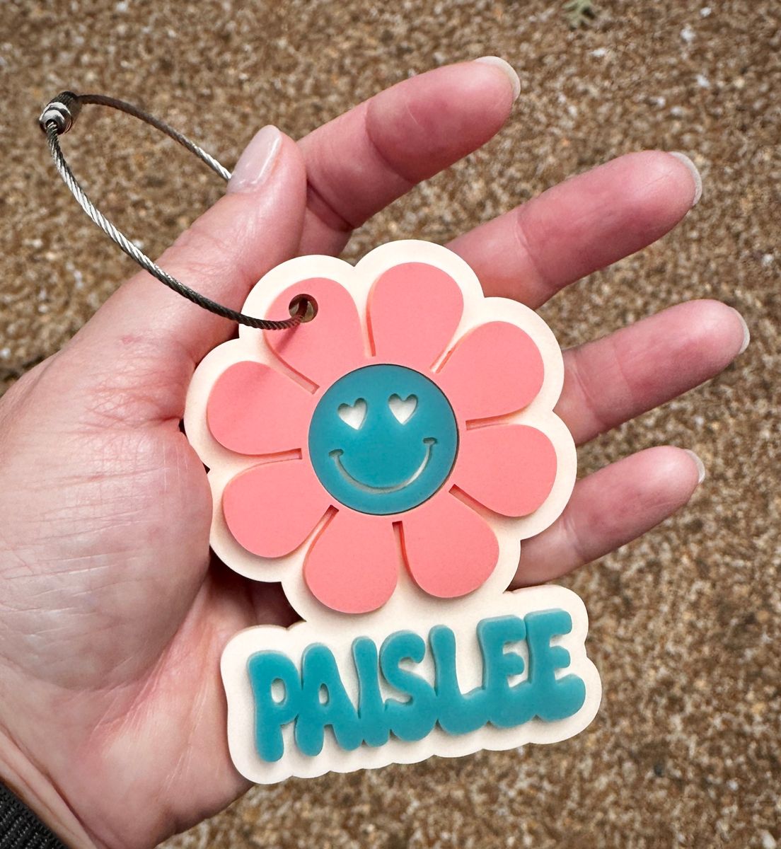 Floral Acrylic Backpack Name Tag