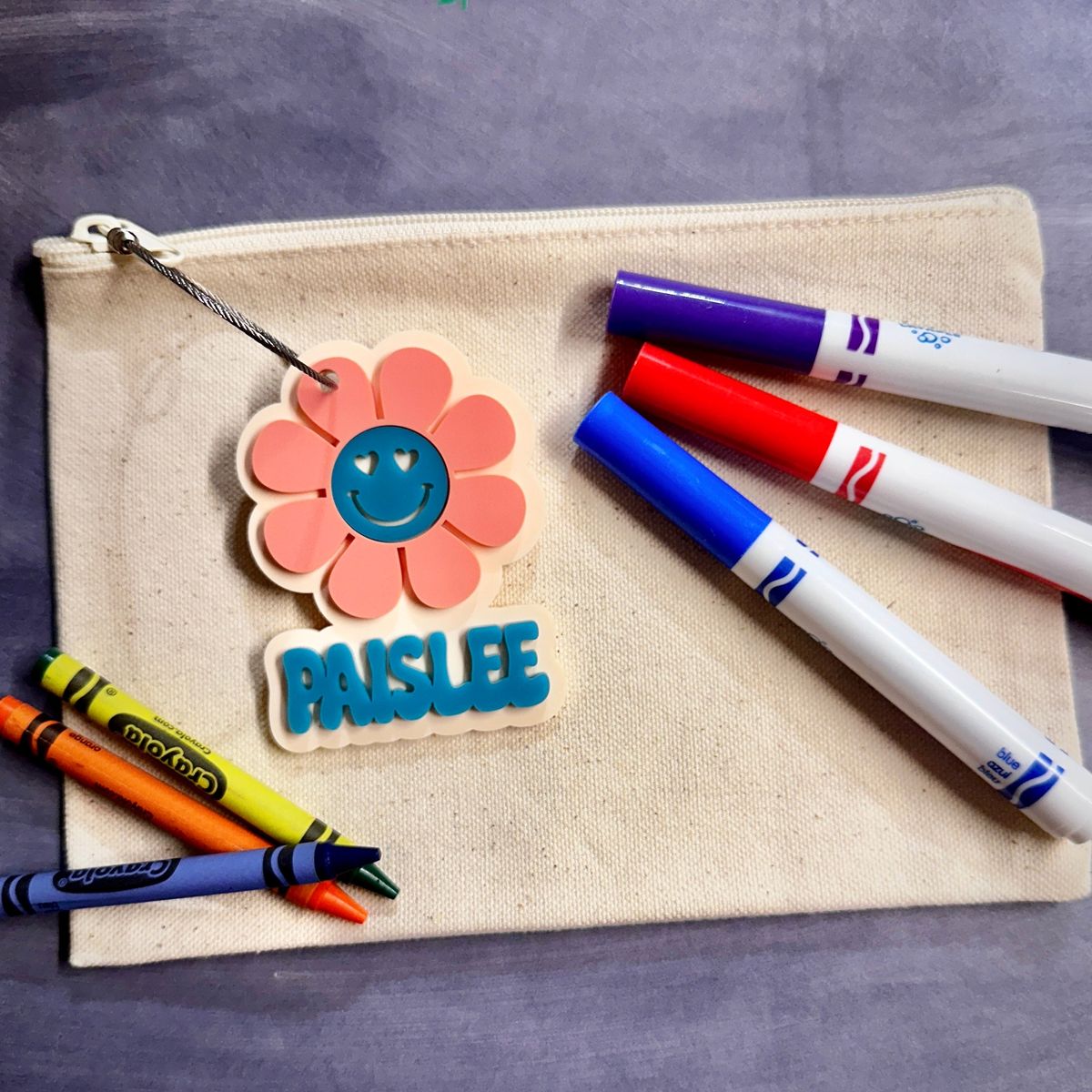 Floral Acrylic Backpack Name Tag view 2