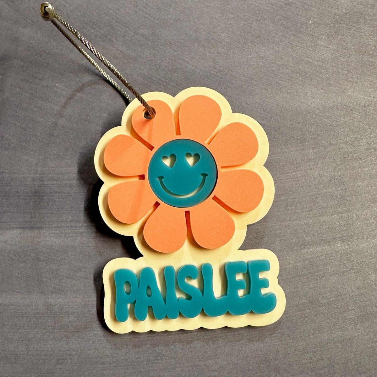 Floral Acrylic Backpack Name Tag view 3
