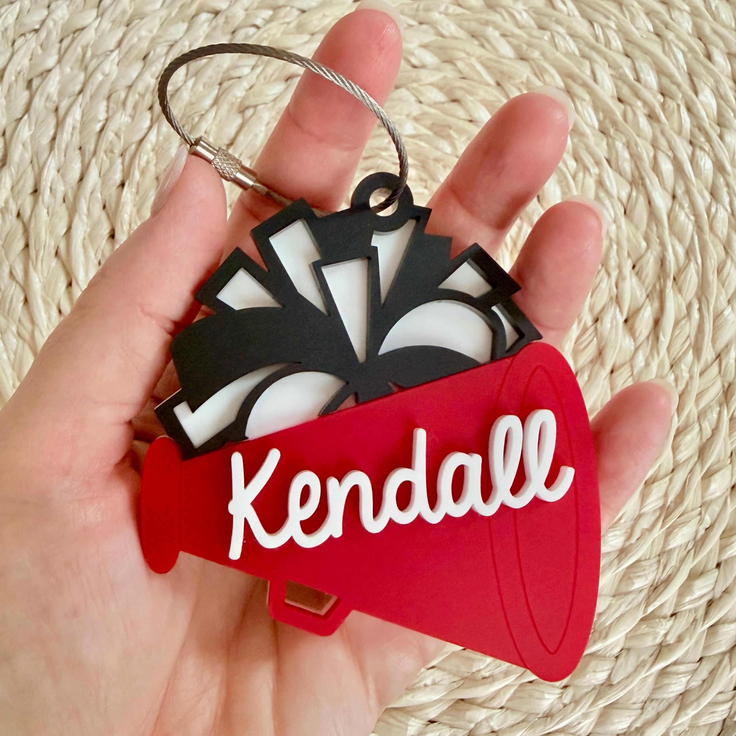Personalized Cheer Bag Tag, Custom Megaphone Name Tag