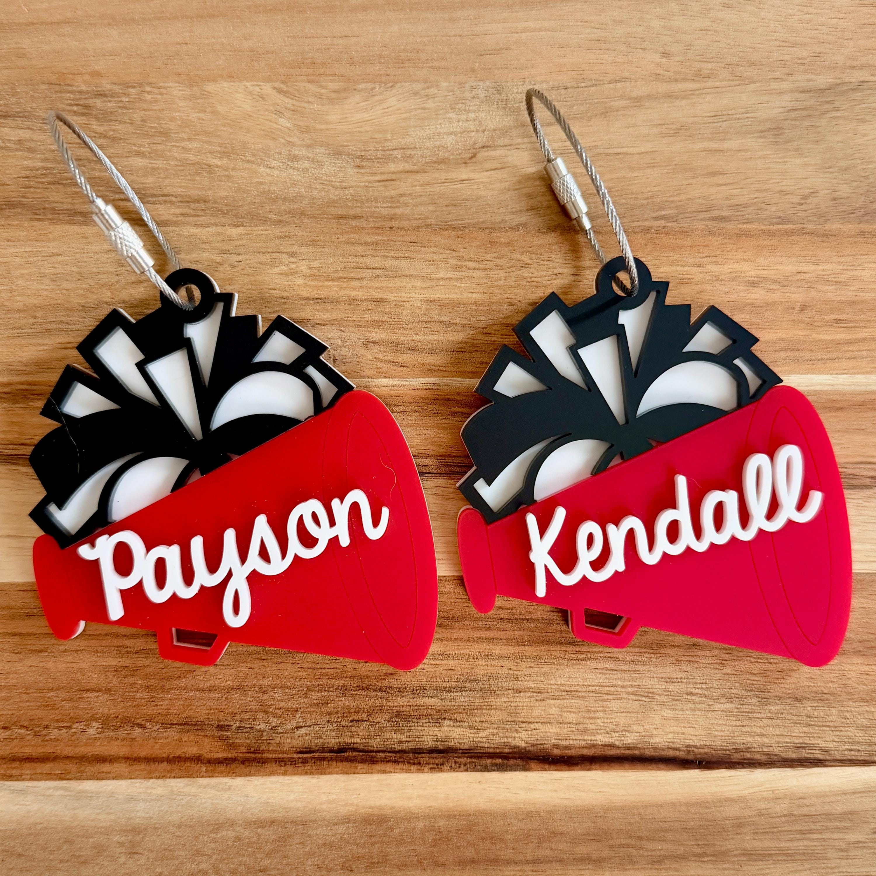 Personalized Cheer Bag Tag, Custom Megaphone Name Tag view 3