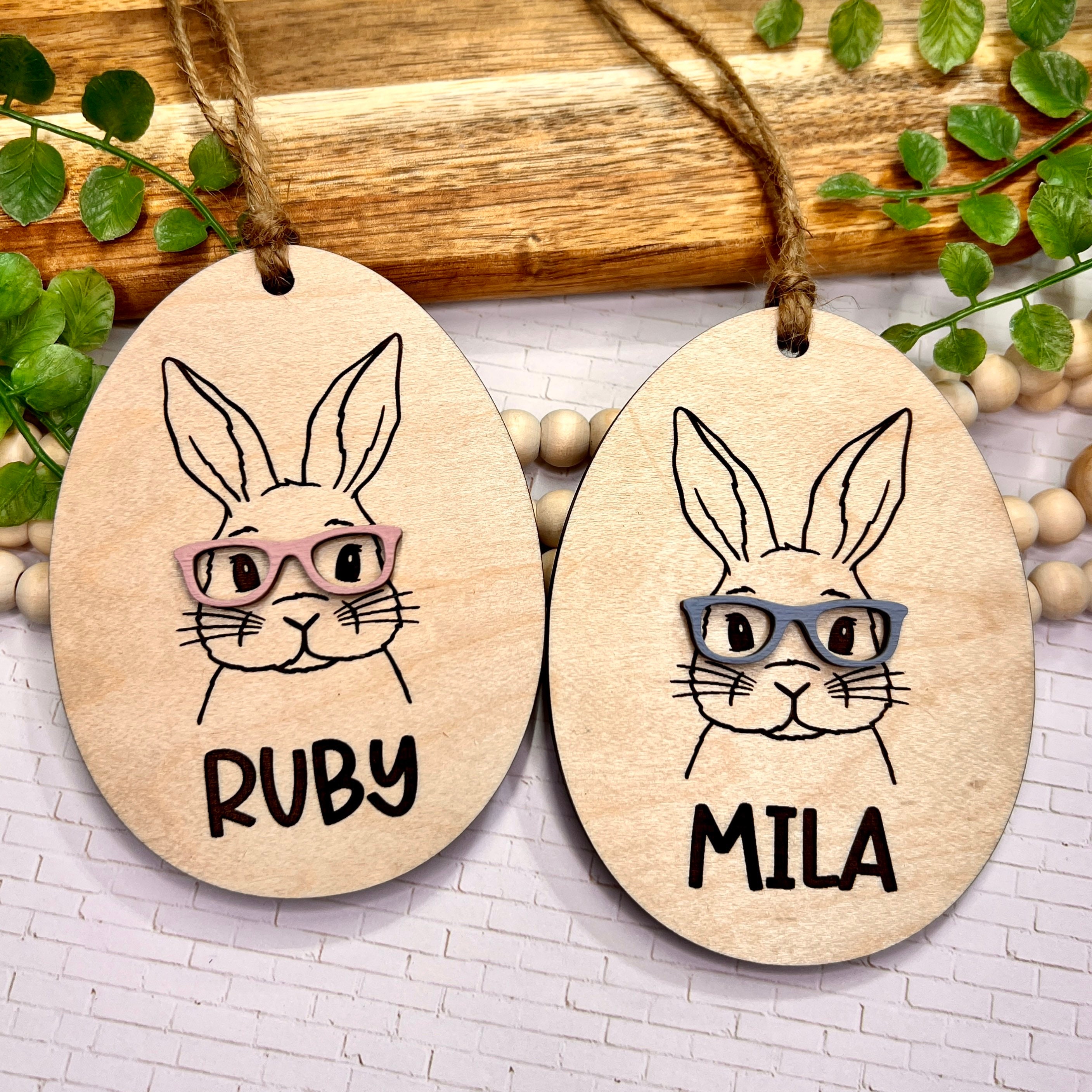 Bunny Glasses Easter Basket Tag