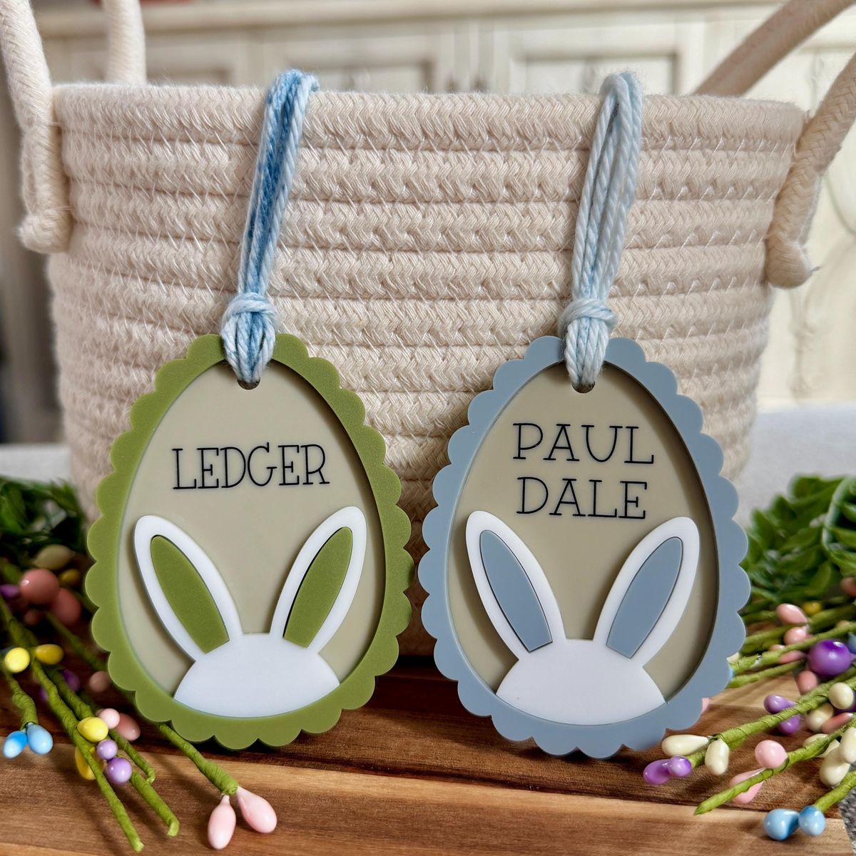 Layered Bunny Ear Easter Egg Name Tag view 2