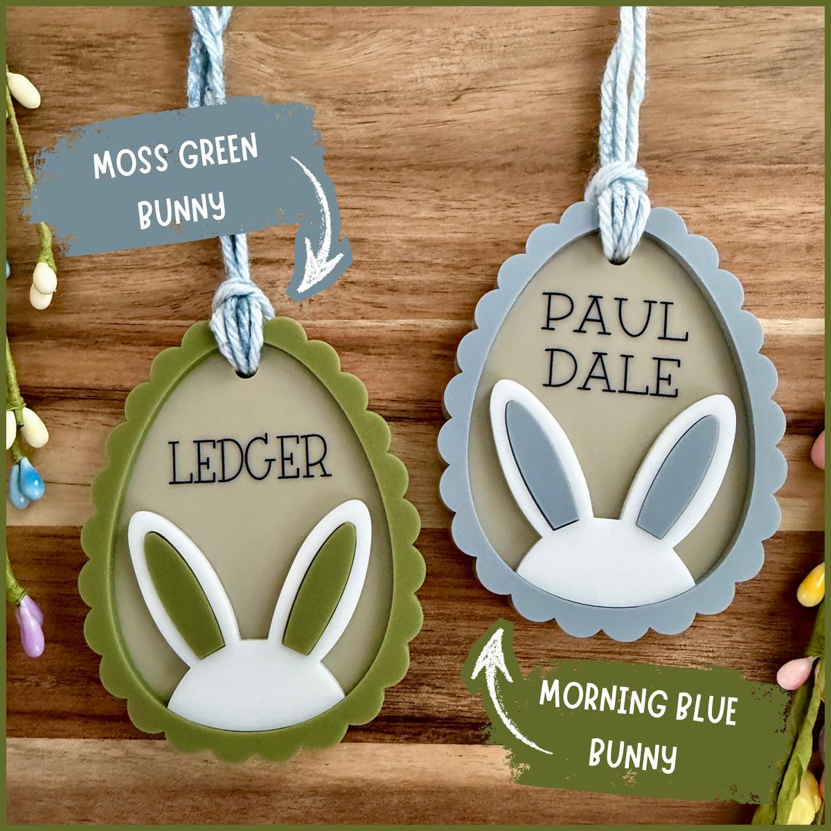 Layered Bunny Ear Easter Egg Name Tag view 3