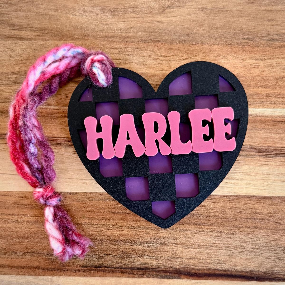 Checkerboard Heart Personalized Valentines Day Tag view 3